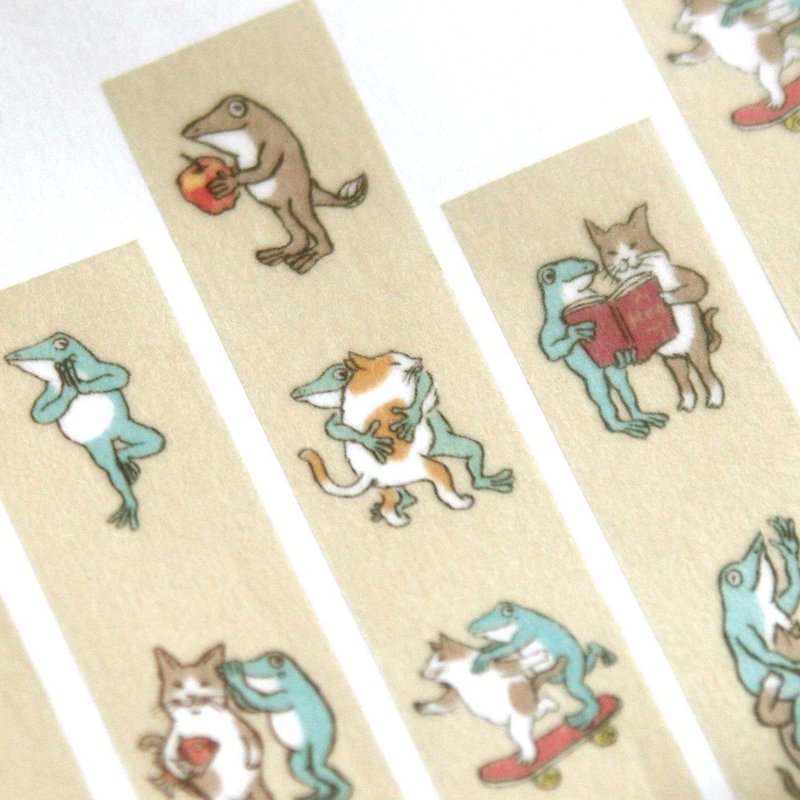 Cat and Frog Masking Tape/7m - Washi Tape - Paper Brown