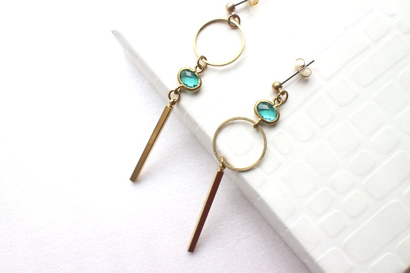 Green island-Brass earrings - Earrings & Clip-ons - Copper & Brass Gold