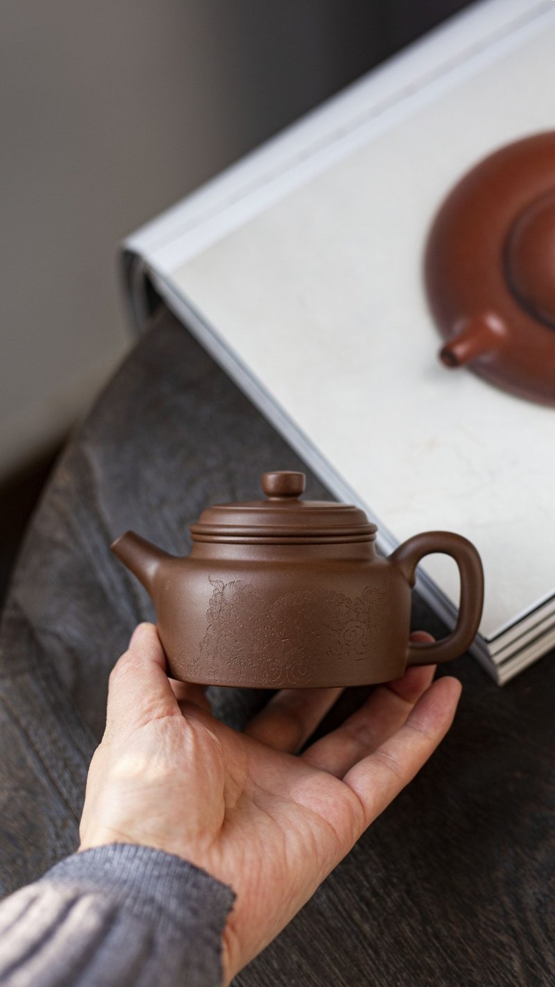 送禮紫砂壺茶壺德钟 全手工 200cc 原矿极品文革料 正宗润泽 器型 - 茶壺/茶杯/茶具 - 陶 灰色
