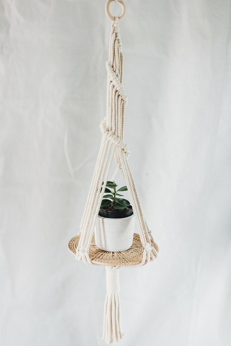 Macrame Plant Hanger / Spiral knots - 植物/盆栽/盆景 - 棉．麻 白色