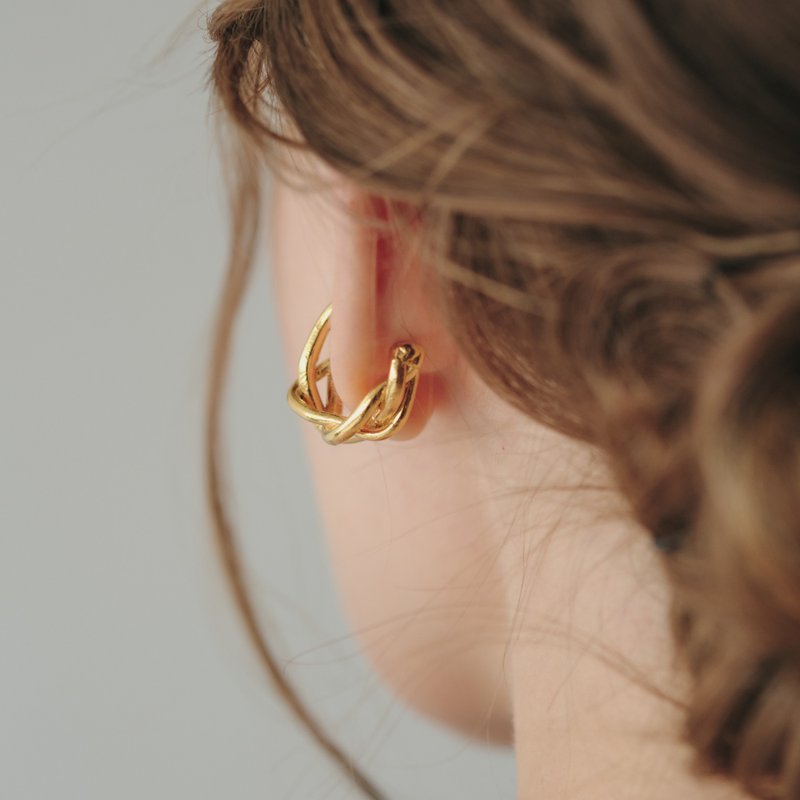 Braided Ear Cuff (Gold/Silver) - ต่างหู - โลหะ สีทอง