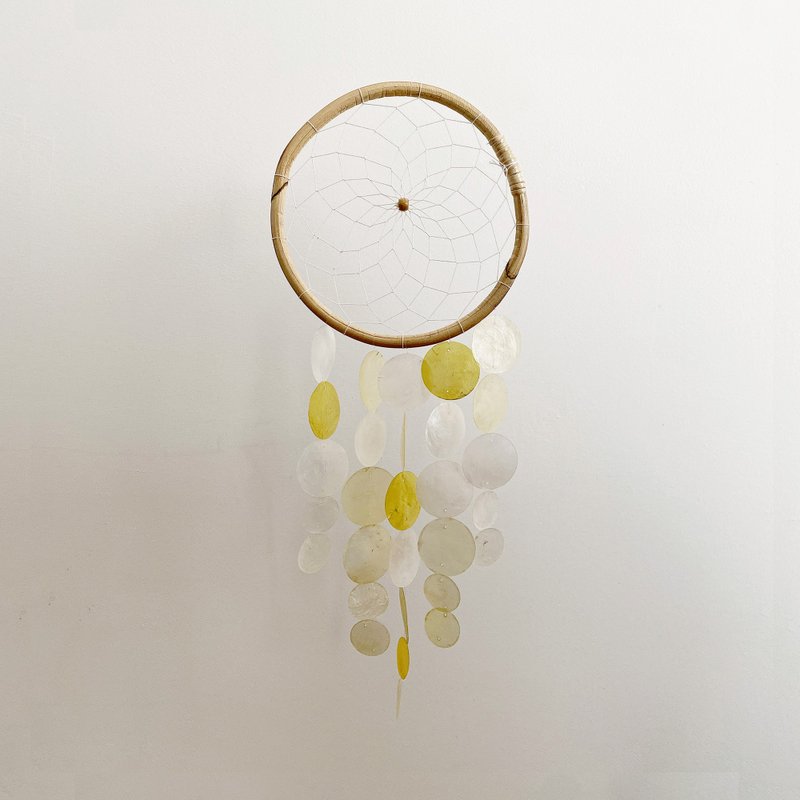 DIY-KIT|Ricotta Cheese Delicious(L)-Yellow-Circle|Shell Wind Chime Mobile|#0-559 - อื่นๆ - เปลือกหอย สีเหลือง