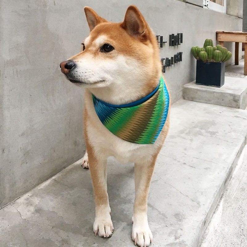 狗狗專屬名領巾-客製化(中型犬)- 綠草 - 貓狗頸圈/牽繩 - 棉．麻 綠色