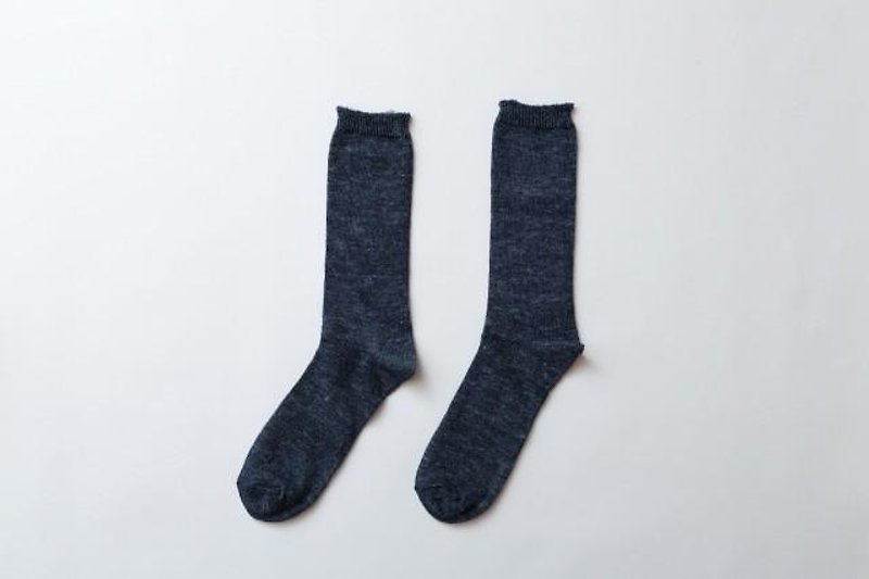 Linen knit socks (Navy) Men - อื่นๆ - ผ้าฝ้าย/ผ้าลินิน สีน้ำเงิน