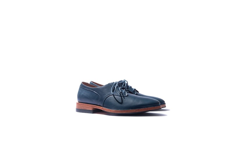Stitching Sole_Basic_Blu - Men's Leather Shoes - Genuine Leather Blue