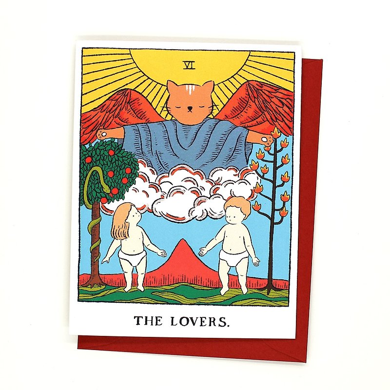 Tarot Greeting Card - THE LOVERS - Cards & Postcards - Paper Red