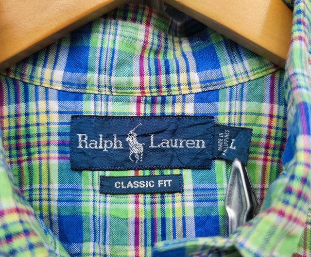 ラルフローレン　ワンポイント刺繍　チェック柄ボタンダウンシャツ　グリーン　ＸＬ Size.XL】Ralph Lauren ラルフローレン 刺繍ワンポイント
