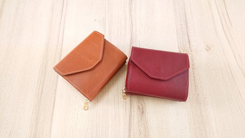 Zipper clip, three-fold U-shaped zipper clip, genuine leather, fully hand-stitched - กระเป๋าสตางค์ - หนังแท้ 