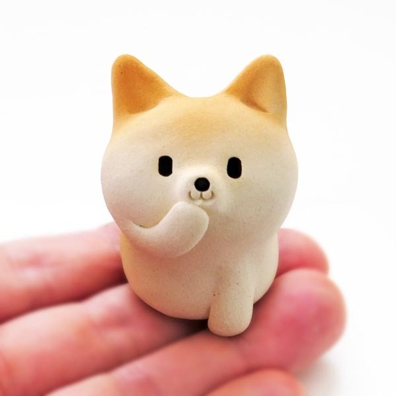 Shiba Inu figurine of Ceramics "A smile small shiba " - 擺飾/家飾品 - 陶 橘色