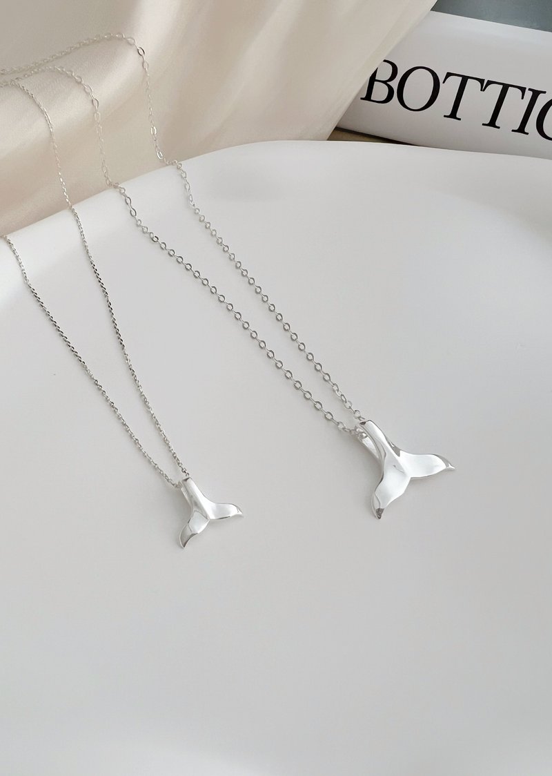 【Sterling Silver Whale Tail Necklace 】- Hertz # S925 Simple Gift Chain - Necklaces - Sterling Silver Silver