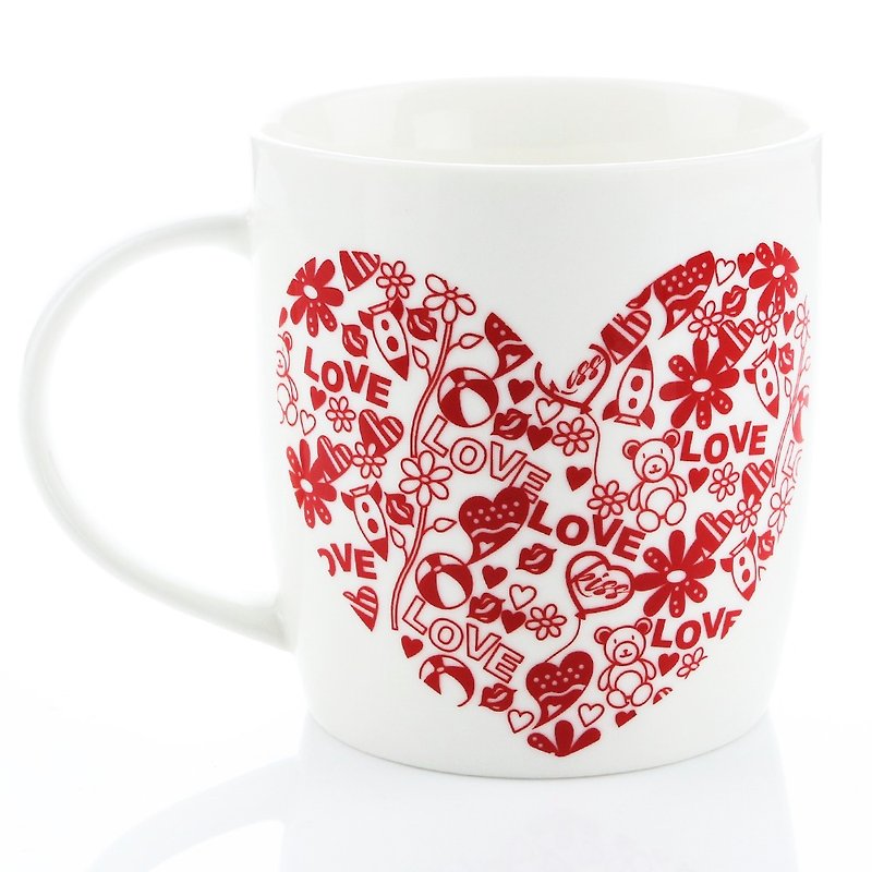 Engels Co. For Lovers' Only Valentine's Mug-3 - แก้วมัค/แก้วกาแฟ - เครื่องลายคราม สีแดง