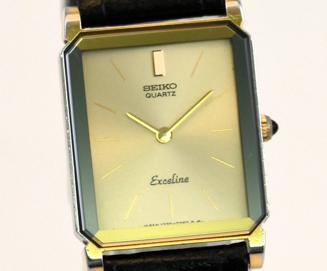 SEIKO EXCELINE Ladies Watch QUARTZ 19mm Gold Tank Shape Case Ref