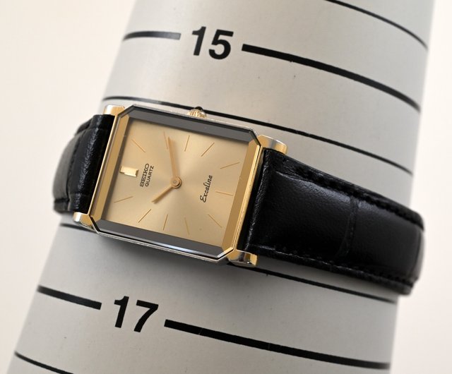 SEIKO EXCELINE Ladies Watch QUARTZ 19mm Gold Tank Shape Case Ref