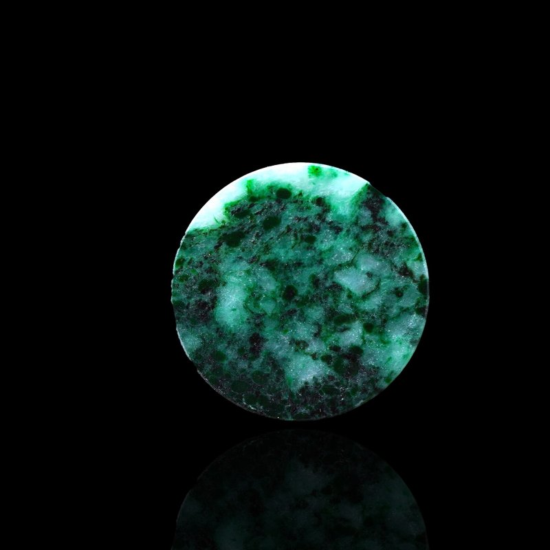 【願‧無事】花青翡翠無事圓牌 | 裸石 | 天然緬甸翡翠A貨 | 送禮 - 項鍊 - 玉石 綠色