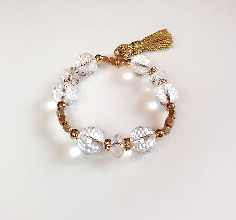 [Gemstone Series] Handmade Austrian crystal gold tassel • Bracelet - Bracelets - Gemstone Silver
