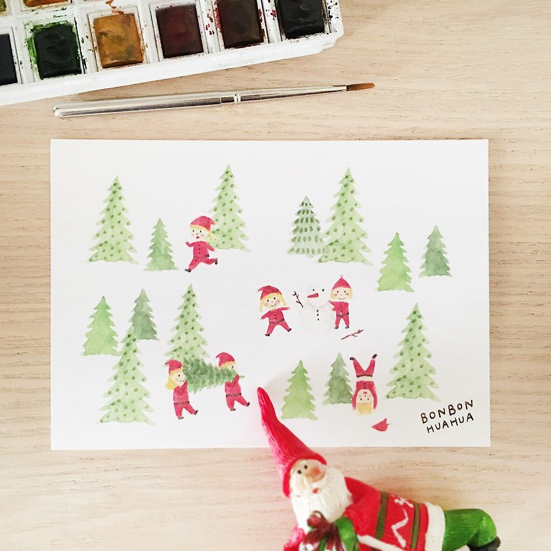 Little Christmas / Christmas Postcard - Cards & Postcards - Paper White