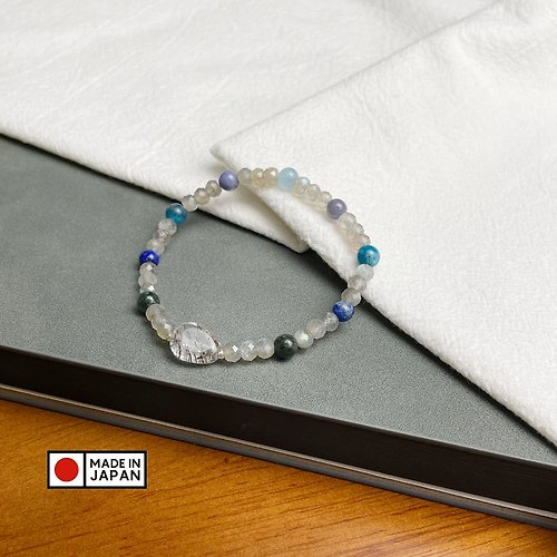 Hoshino Jewelry Kan 黑髮晶 海藍寶 拉長石 天然水晶 日本手作 禮物 能量石手鍊 人緣