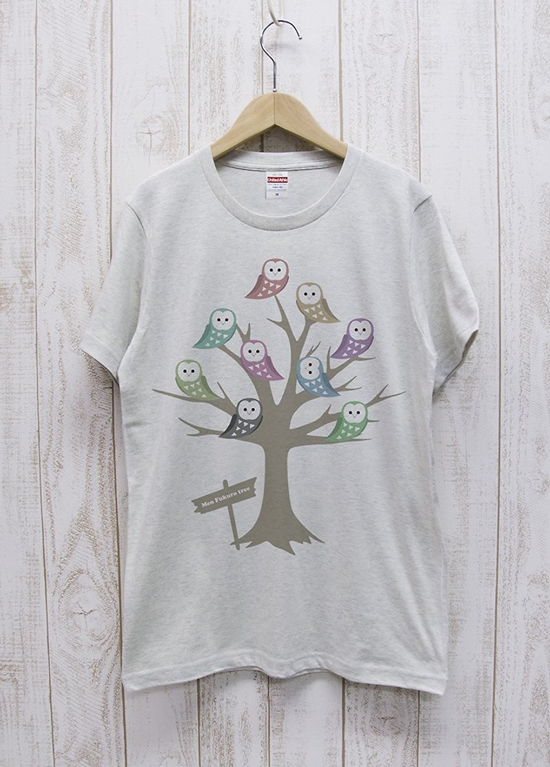Men Fuku6 Tee Men Fukuro Tree Oatmeal / R008-T-OA - Unisex Hoodies & T-Shirts - Cotton & Hemp White