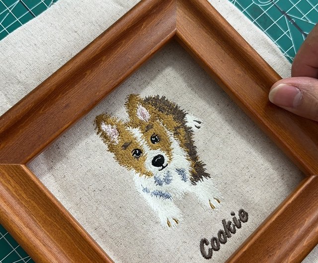 カスタマイズされたペット刺繍フォトフレーム装飾画 - ショップ capricorn-workshop 似顔絵 - Pinkoi