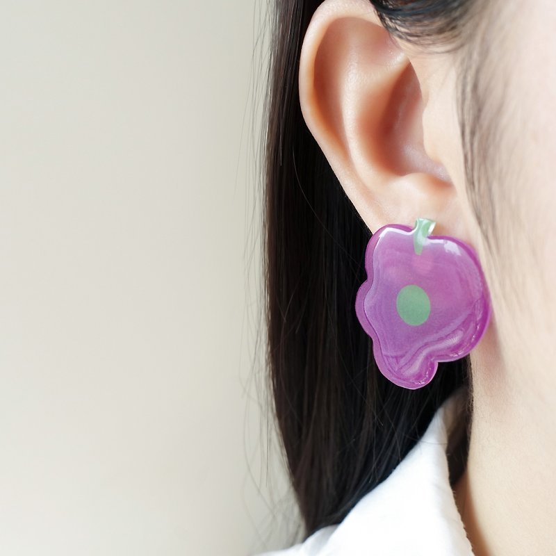 purple grapes fruit earring handmade - Earrings & Clip-ons - Other Materials Purple