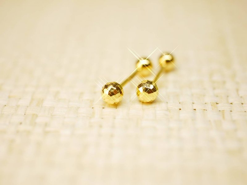 Gold Earrings-Laser Engraved Bead Earrings-Gold 9999 - สร้อยคอ - ทอง 24 เค สีทอง