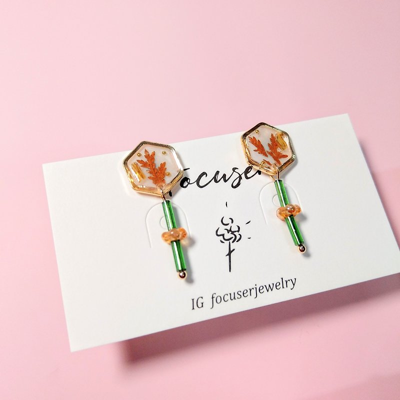 Resin Earrings & Clip-ons Orange - Dry Flower Earrings Orange Micro Drape Gift Hoop Earrings