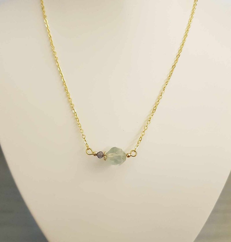 Necklace fluorite Stone Stone 14k gold American gold injection 14kgf only one - สร้อยคอ - คริสตัล 