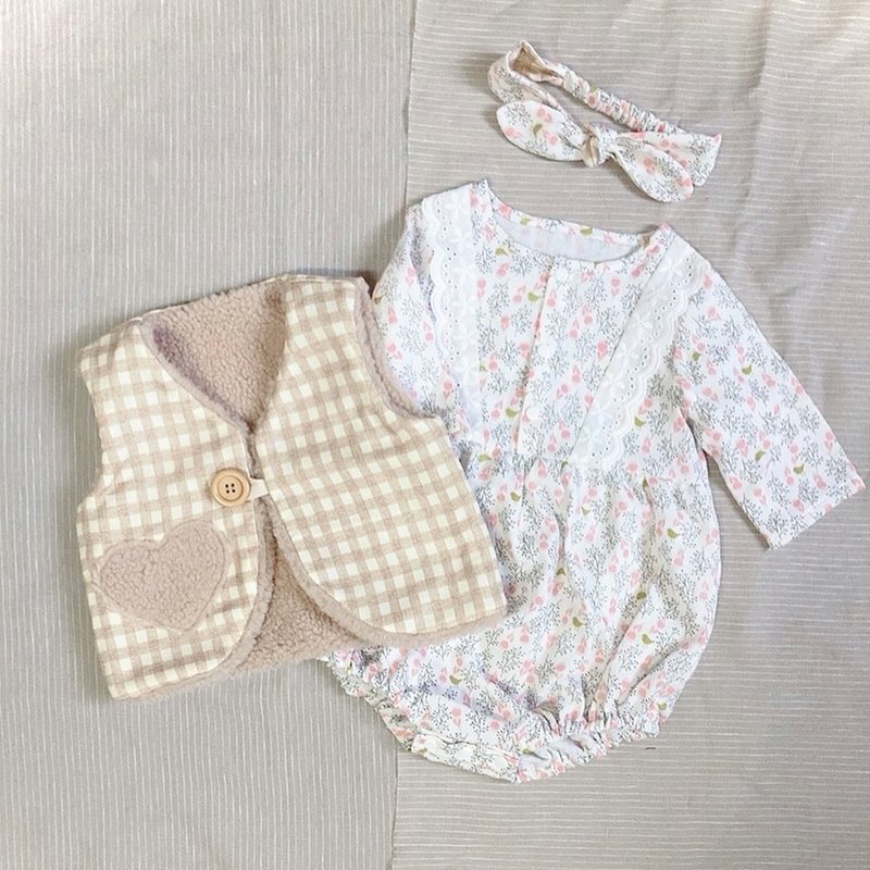 Miyue gift box baby fart clothing double-sided vest double gauze jumpsuit pumpkin fart pants - ชุดทั้งตัว - ผ้าฝ้าย/ผ้าลินิน สีกากี