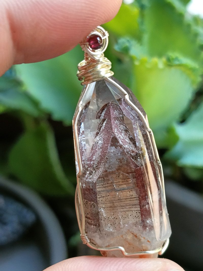 紅幽靈山水晶項墜 /水晶飾品 /銅線編織 金屬線編織9 - 項鍊 - 水晶 