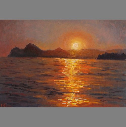 題名夕焼けの海、作者 Kim 、版画Ｎｏ．8/100です。 500x0.jpg