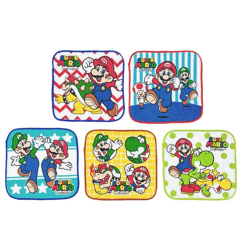 日本丸真 Super Mario 迷你小方巾五入組 - 毛巾/浴巾 - 其他材質 