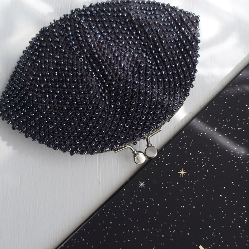 Ba-ba handmade Skipping Stiches Beads crochet pouch No.2145 - 錢包/皮夾/長短夾 - 其他材質 黑色