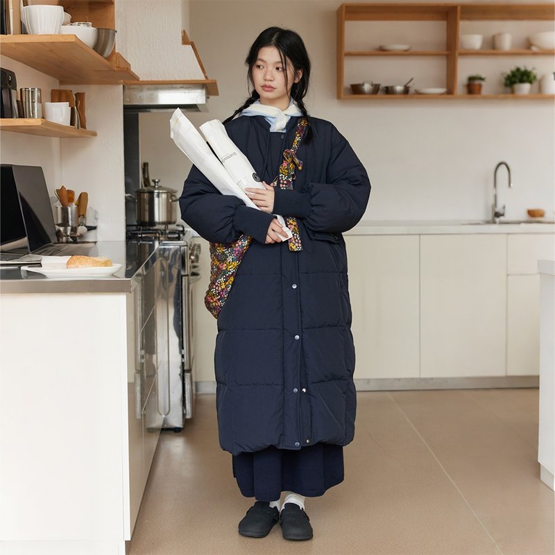 長款圓領可收腰羽絨服|外套|冬款|Sora-1697 - 女大衣/外套 - 羽絨 