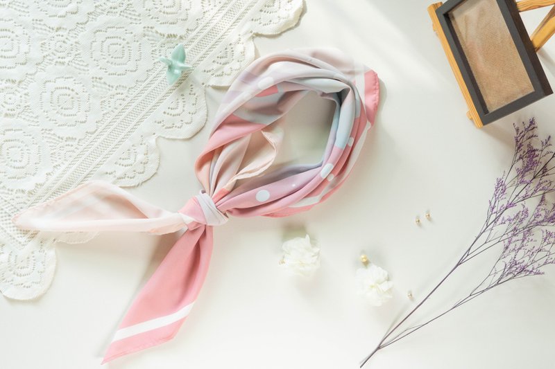 [Zhongshan-Sunrise] Chiffon Generous Silk Scarf 87×87cm-square scarf, scarf, bag, strap and hair accessory - ผ้าพันคอ - เส้นใยสังเคราะห์ สึชมพู