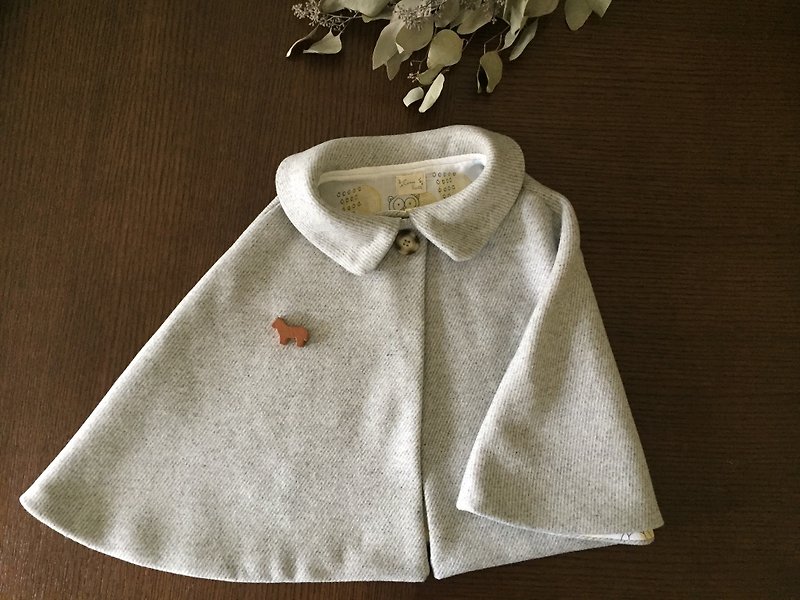 Little Grey Eagle @巴黎灰/Children's wool cloak in cotton lining - Other - Wool 