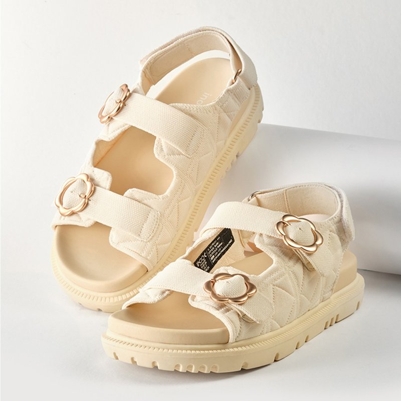 Duffy Lug Sandals Cream White - Sandals - Polyester White