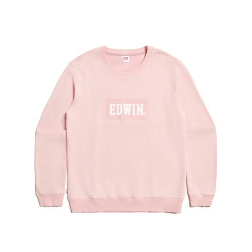 EDWIN 臺灣總代理 EDWIN BOX LOGO厚長袖T恤-男款 (粉紅色) #上衣