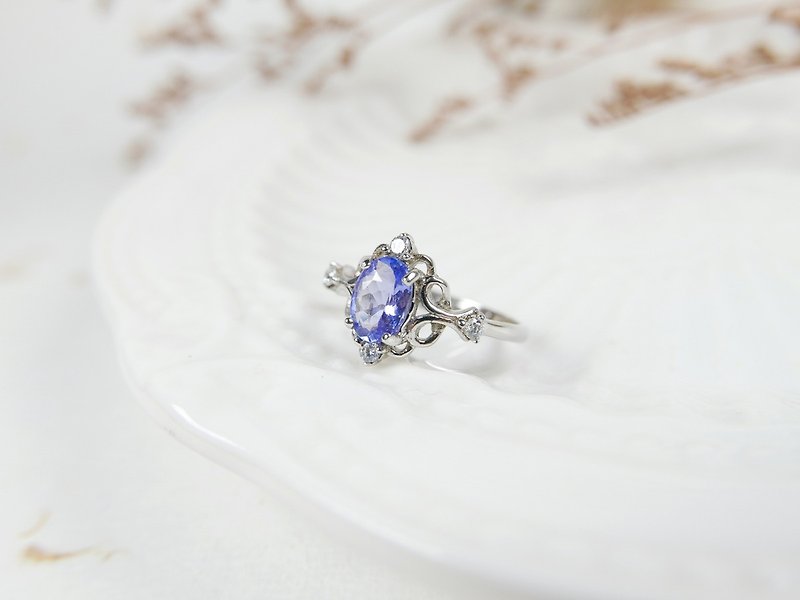 Royal Danquan stone ring _ sterling silver natural gem - แหวนทั่วไป - เครื่องเพชรพลอย สีน้ำเงิน
