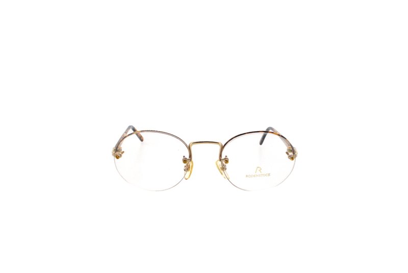 可加購平光/度數鏡片 羅敦司得 Rodenstock R0841 D 80年代德國製古董眼鏡 - 眼鏡/鏡框 - 其他金屬 卡其色