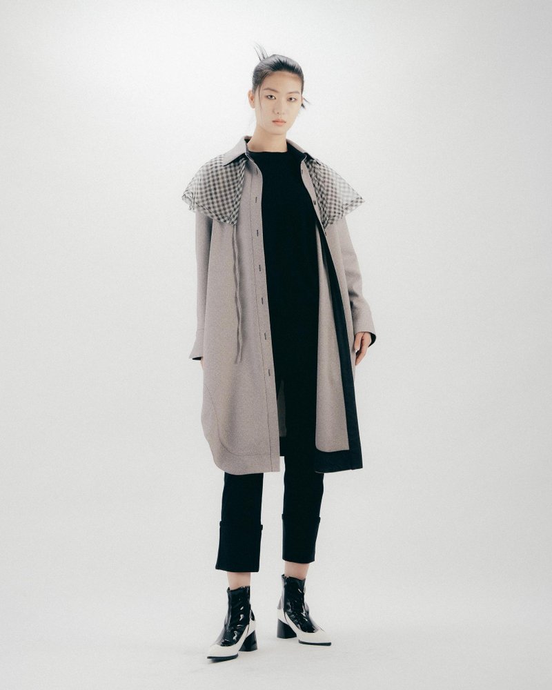 UUIN_Mist gray shawl long shirt - Women's Shirts - Other Materials Gray