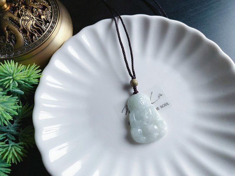 Natural Burmese Jade Jade Guanyin Bodhisattva Gift Jade Pendant Necklace Charm for Peace and Health - สร้อยคอ - หยก สีเขียว