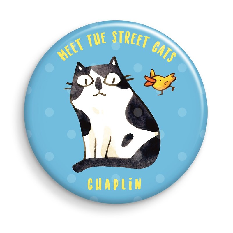 afu small badge / Meet the Street Cat-Chaplin-44mm - Badges & Pins - Plastic Blue