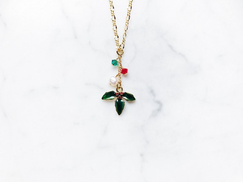 "Christmas limited" period limited - Holly mistletoe romantic legend necklace - สร้อยคอ - โลหะ 