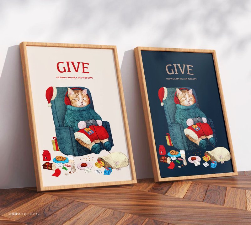 Santa Cat /Original Poster / A4 or A3 size - 海報/掛畫/掛布 - 塑膠 白色