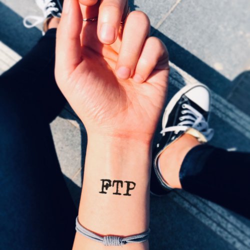 OhMyTat OhMyTat 英文字母 FTP 刺青圖案紋身貼紙 (2 張)