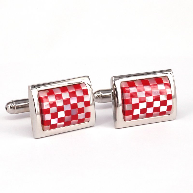 Mosaic Square MOP Cufflinks - Cuff Links - Other Materials Red