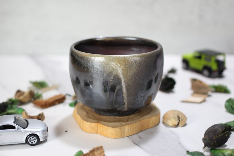 【送禮好物】290ml 柴燒 天目釉 手拉坯茶碗 茶杯 鶯歌葉敏祥作 - 茶壺/茶杯/茶具 - 瓷 