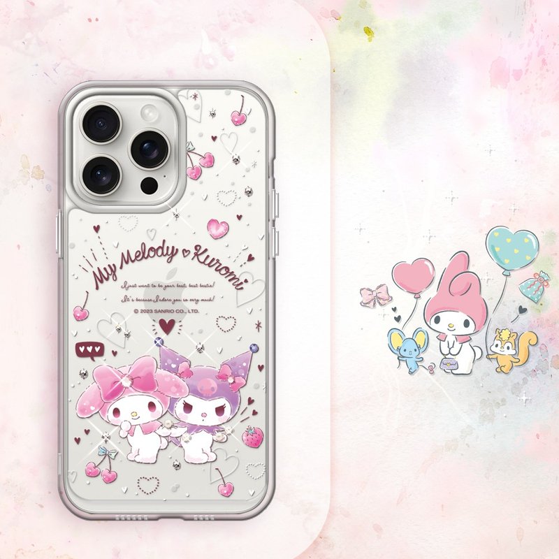 Sanrio 16/15/14/13/12 series shockproof dual-material crystal color diamond mobile phone case-Happy Melody - เคส/ซองมือถือ - วัสดุอื่นๆ หลากหลายสี