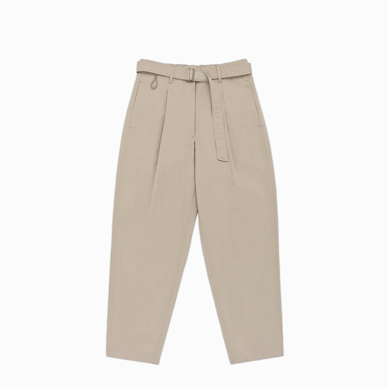PEEK-HER White Sand URBAN CRAFT Tapered Pleated Trousers by rin - Women's Pants - Other Man-Made Fibers Khaki