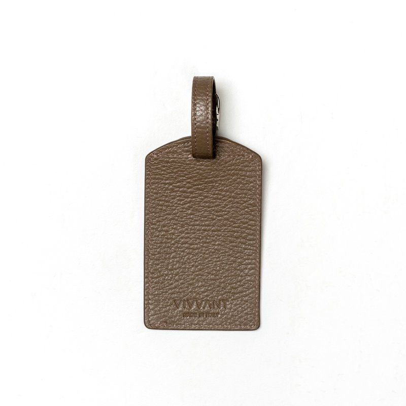 Vivvant leather luggage tag (khaki brown)-passport case not included - ป้ายสัมภาระ - หนังแท้ สีกากี